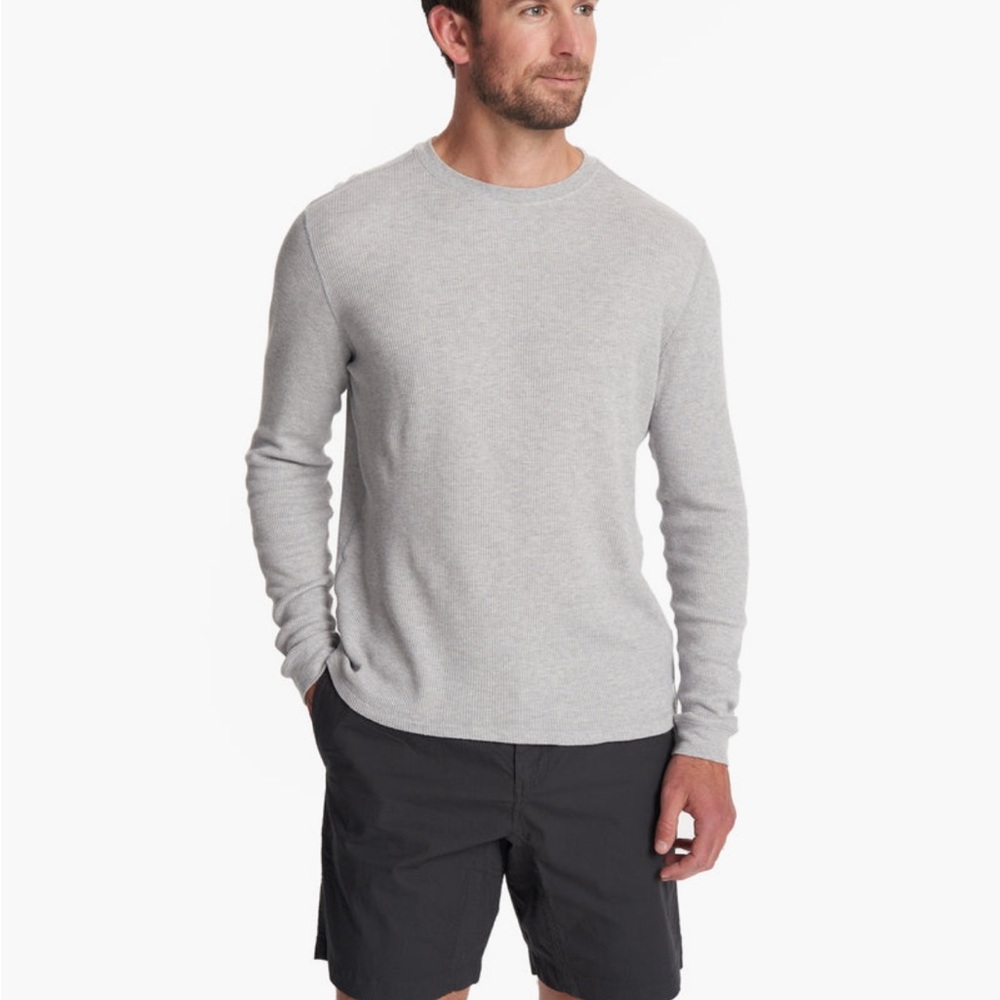 VUORI Waffle Crew Long Sleeve Sz Medium Light Heather Grey